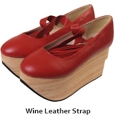 Seventh Sense~Lace Up Japanese Style Wa Lolita Shoes 37 wine red leather strap